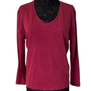 Tommy Hilfiger Stylish Maroon Long Sleeve Top Size XXL